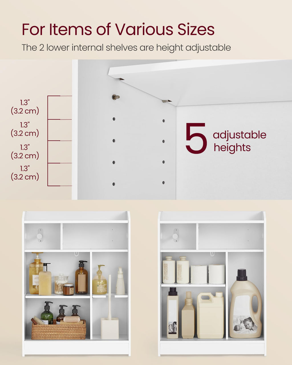 Slim Bathroom Storage Cabinet with Sliding Doors Z440