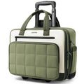 Rolling Puffer Laptop Bag, 16 Inch Water Resistant Carry On Luggage with Wheels, Green R4202