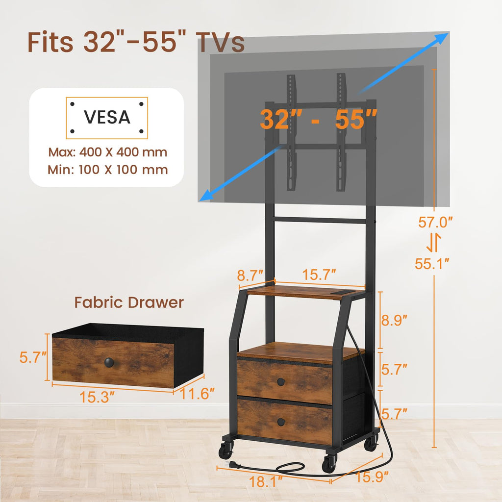 Rolling TV Stand for 32-55 Inch TVs S856