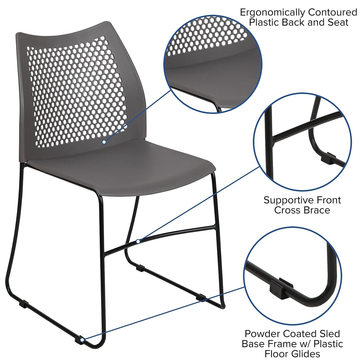 Gray Stack Chair with Air-Vent Back F143862