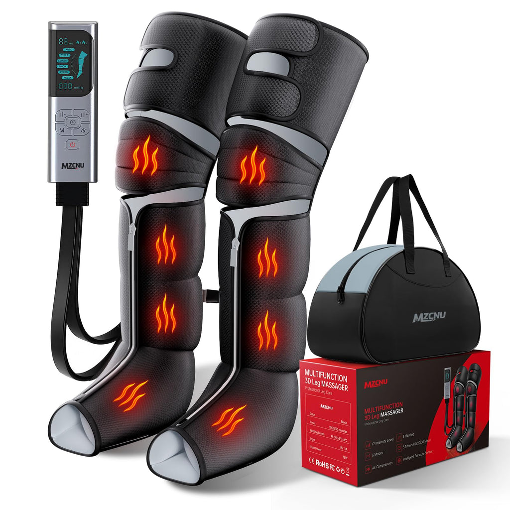 Black Leg Compression Massager with Heated Knee S4669