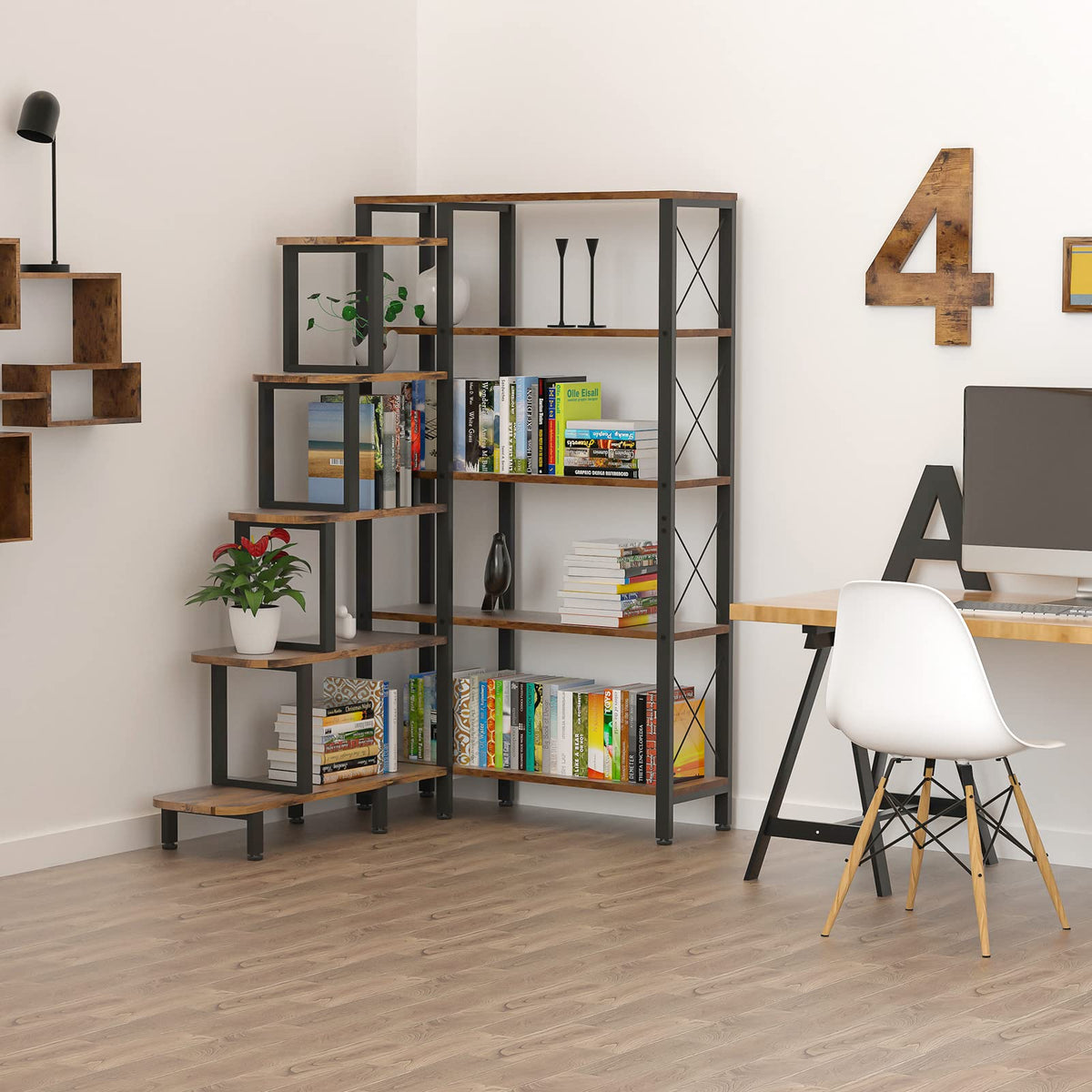Large Reversible 5 Tier Corner Bookshelf F145983