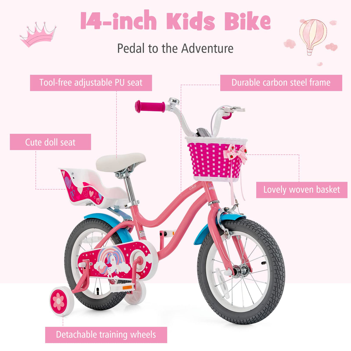 14 Inch Kids Bike with Training Wheels Q927331