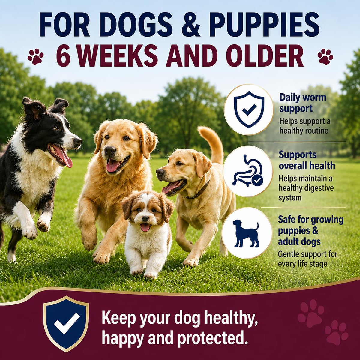 Dewormer for Dogs, 50 Tablets J7723