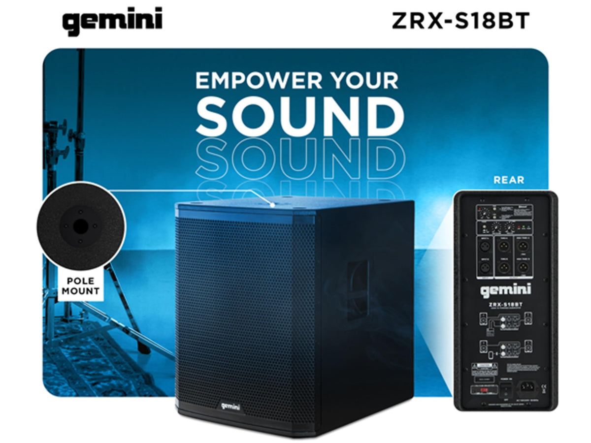18" Powered Subwoofer, 1200 Watts, Bluetooth TWS O8140