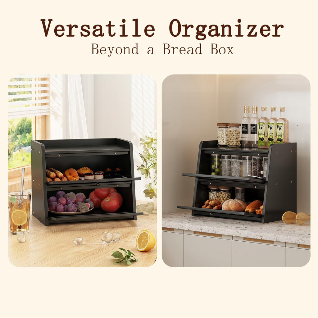Large Bamboo Bread Box with Window L627
