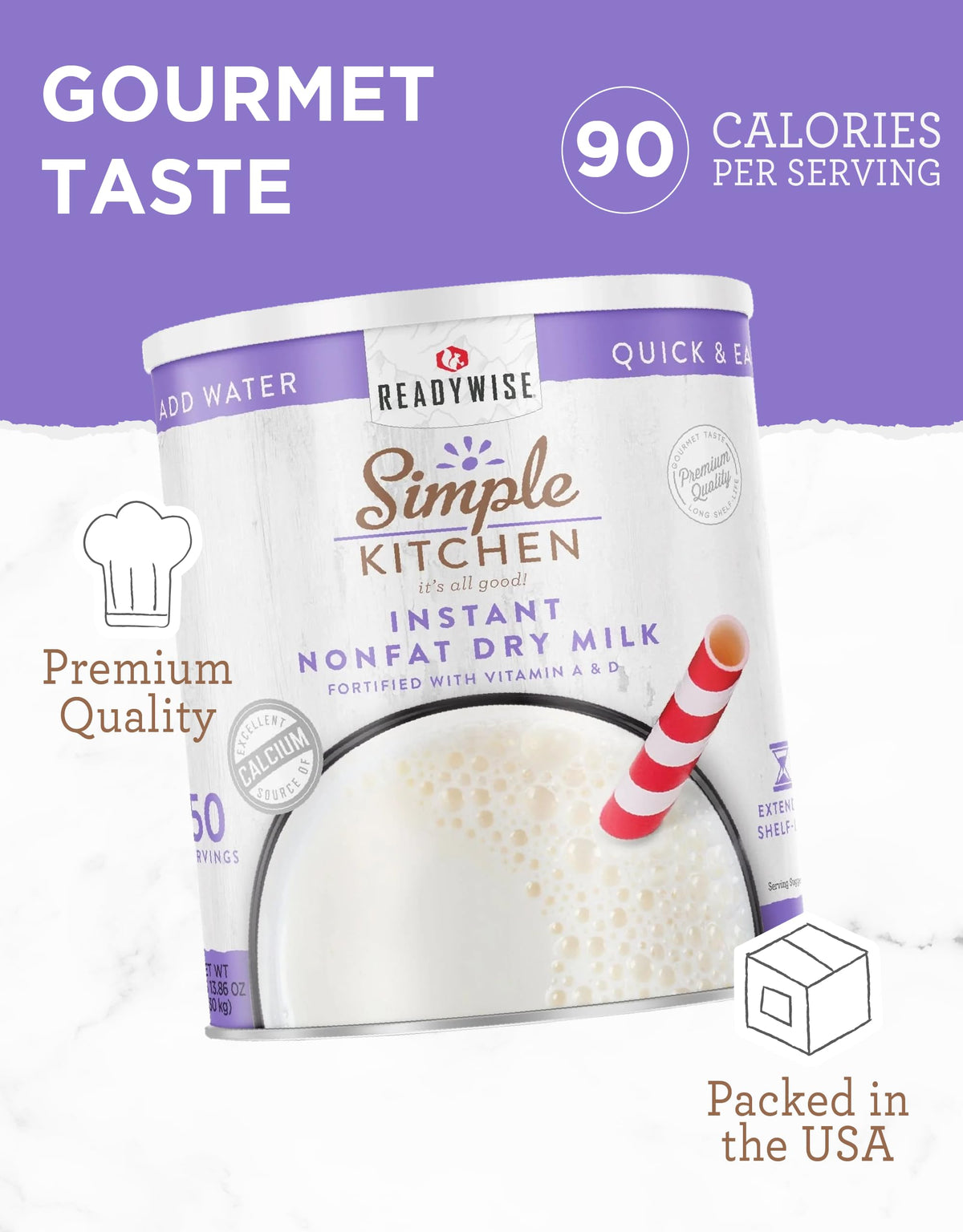 Instant Nonfat Powdered Milk 50 Servings O827004