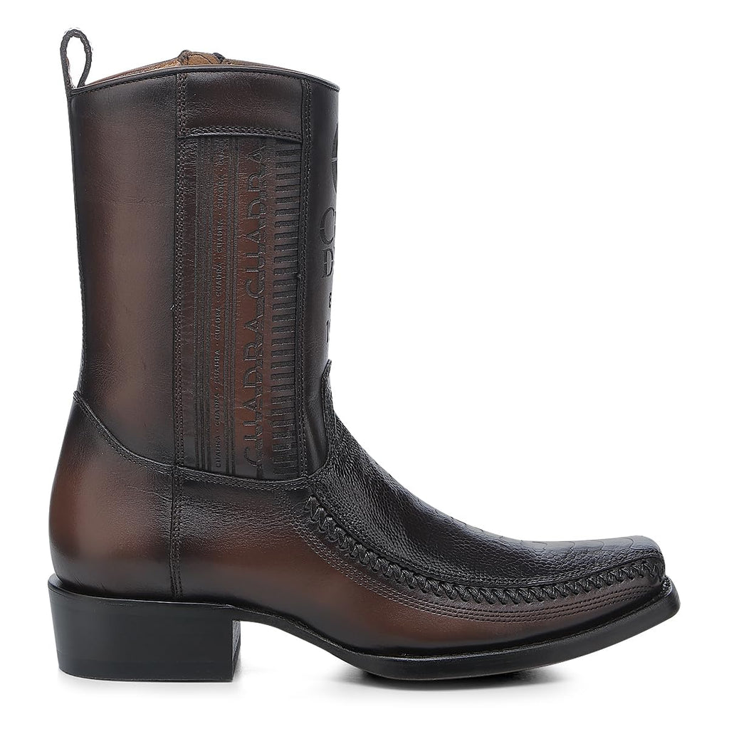 Brown Ostrich Leg Leather Cowboy Boots O140722