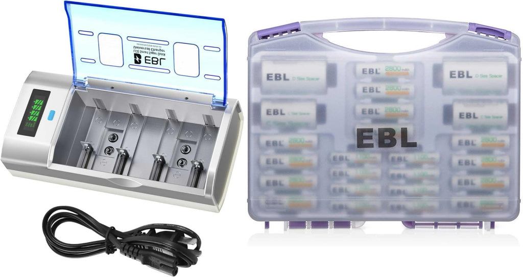 Universal Smart Battery Charger with 12 AA and 8 AAA Batteries Q454