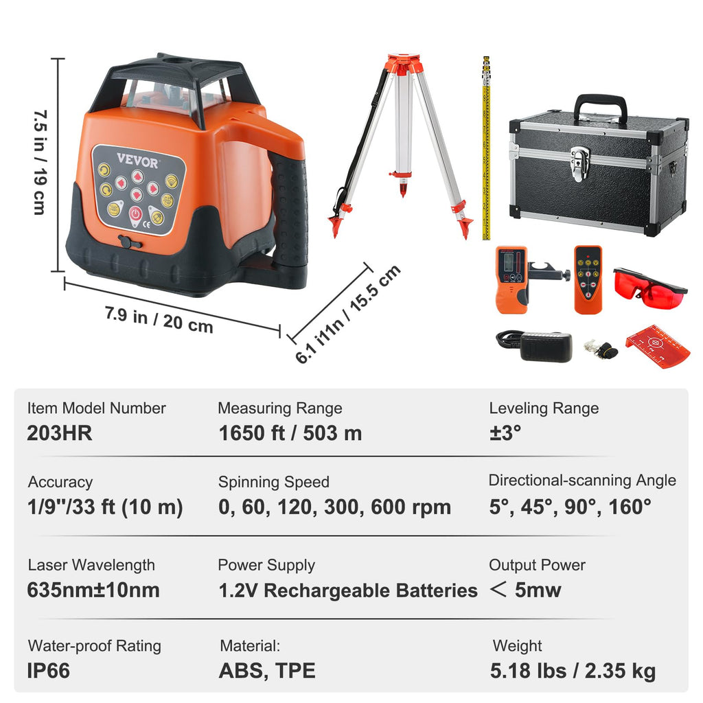 Red 360 Degree Self Leveling Rotary Laser Level Kit with Tripod G8118