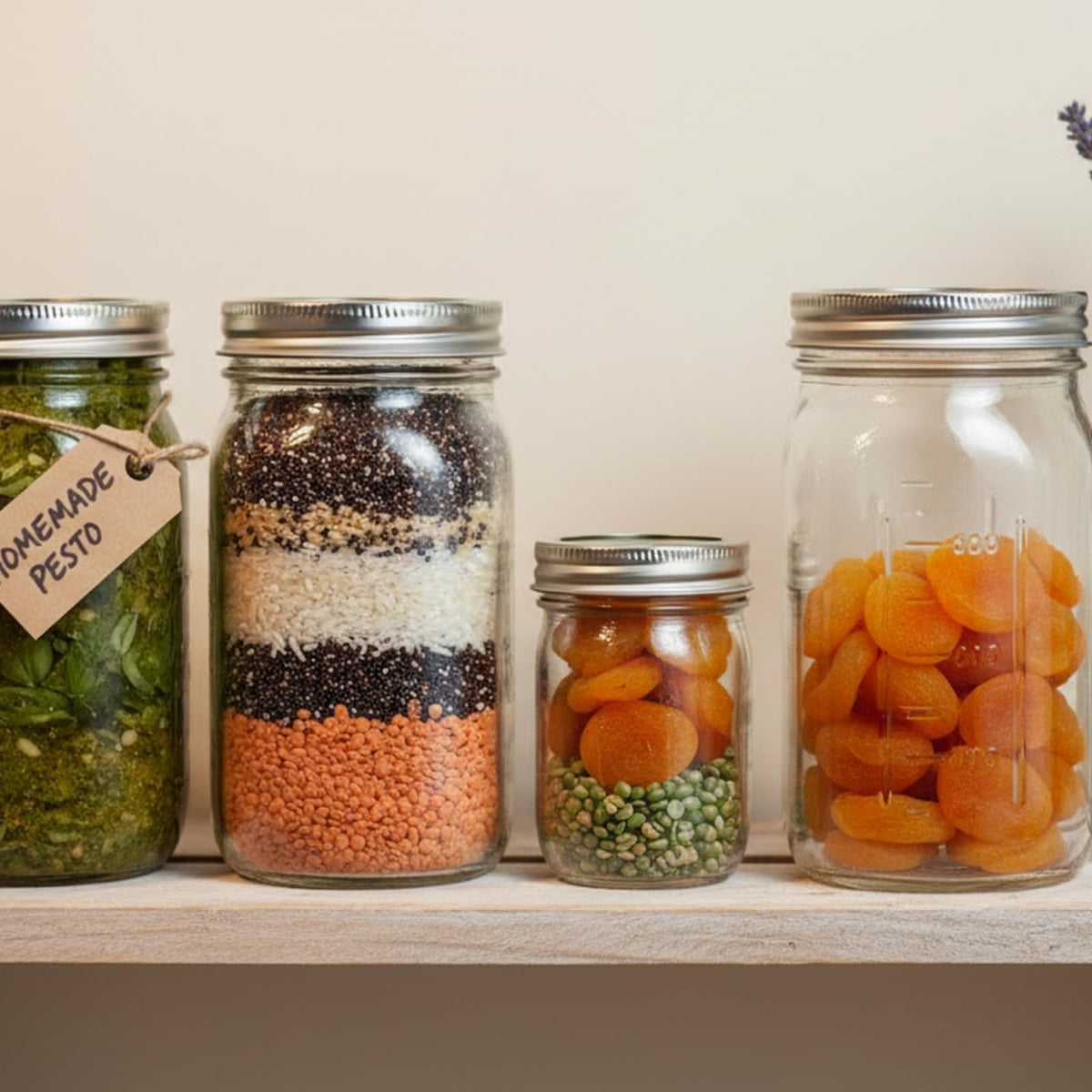 Wide Mouth Mason Jars 32 oz 12Pcs with Airtight Lids V2239