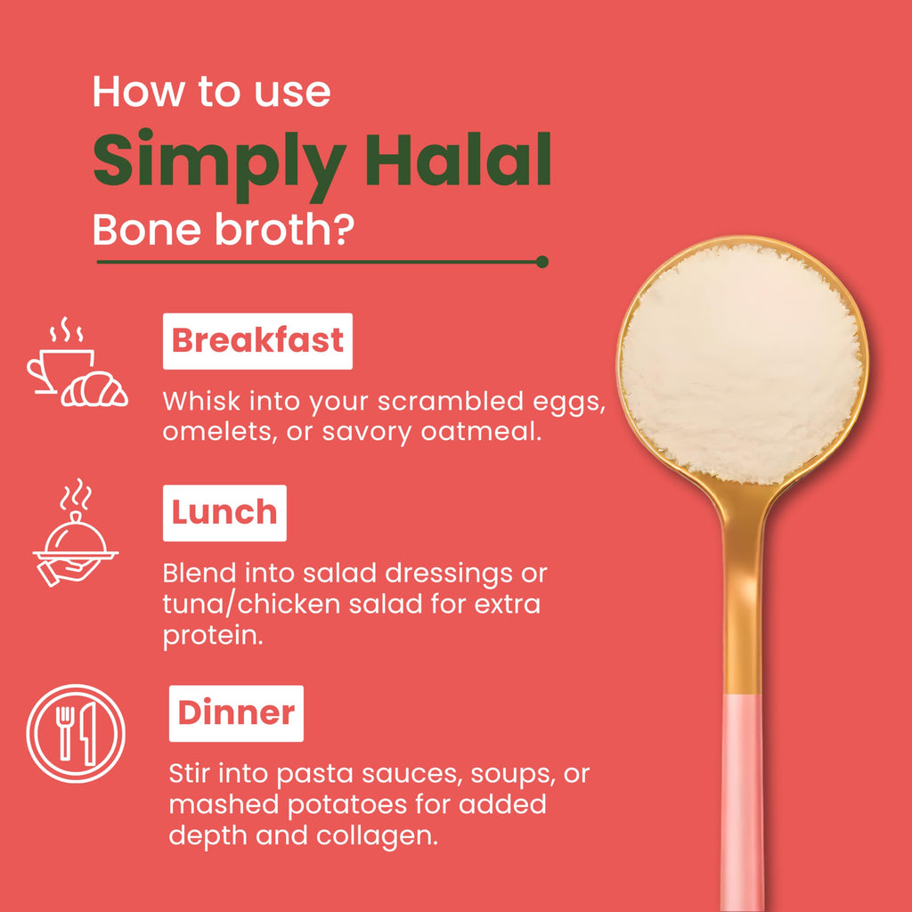 Halal Bone Broth Protein Powder, Grass-Fed Hydrolyzed Collagen, 25 Servings 16 Oz G509978