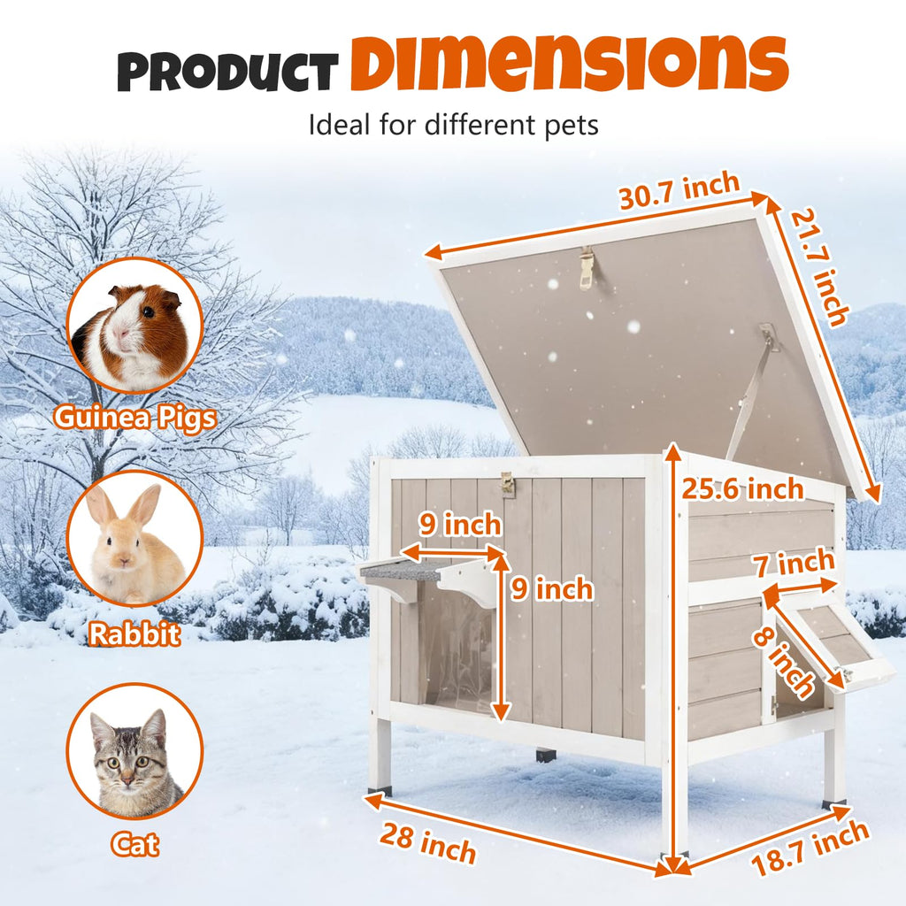 Weatherproof Wooden Outdoor Cat House with Escape Doors L541661