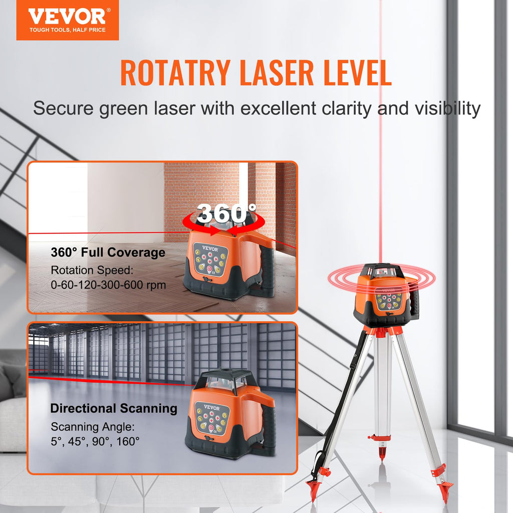 Red 360 Degree Self Leveling Rotary Laser Level Kit with Tripod G8118