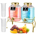 2 Pcs 2 Gallon Glass Drink Dispenser with Stand N942454