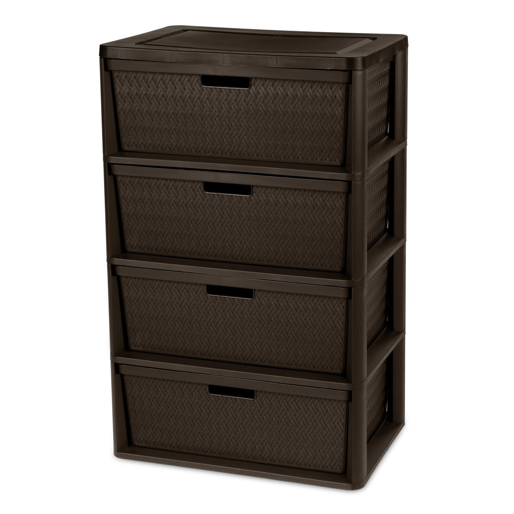 Brown 4-Drawer Storage Tower with Bins P566926