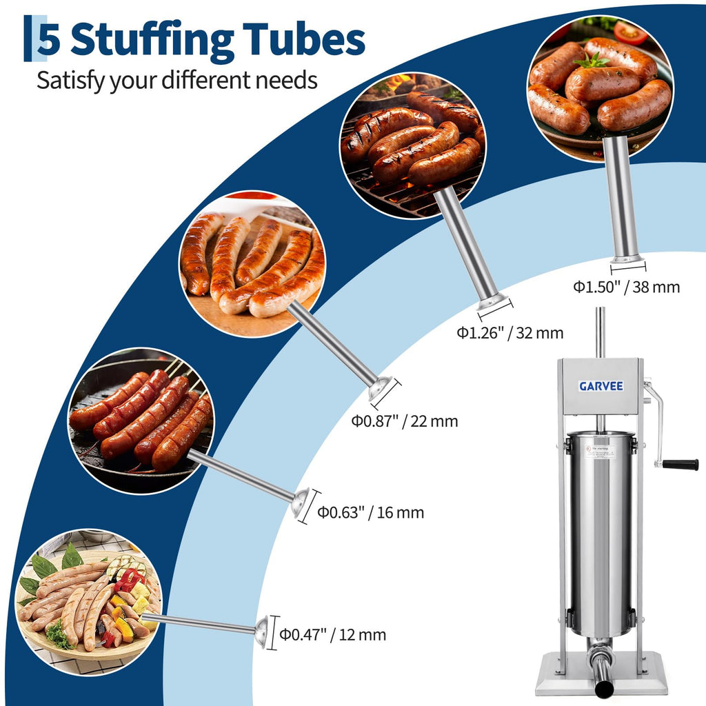 7L Stainless Steel Manual Sausage Stuffer Q884
