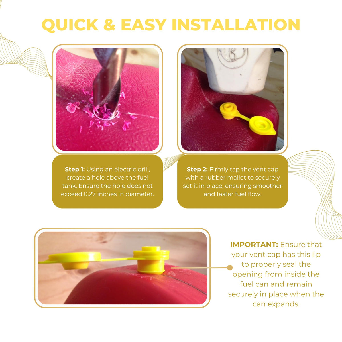 Yellow Plastic Gas Can Vent Caps B85568