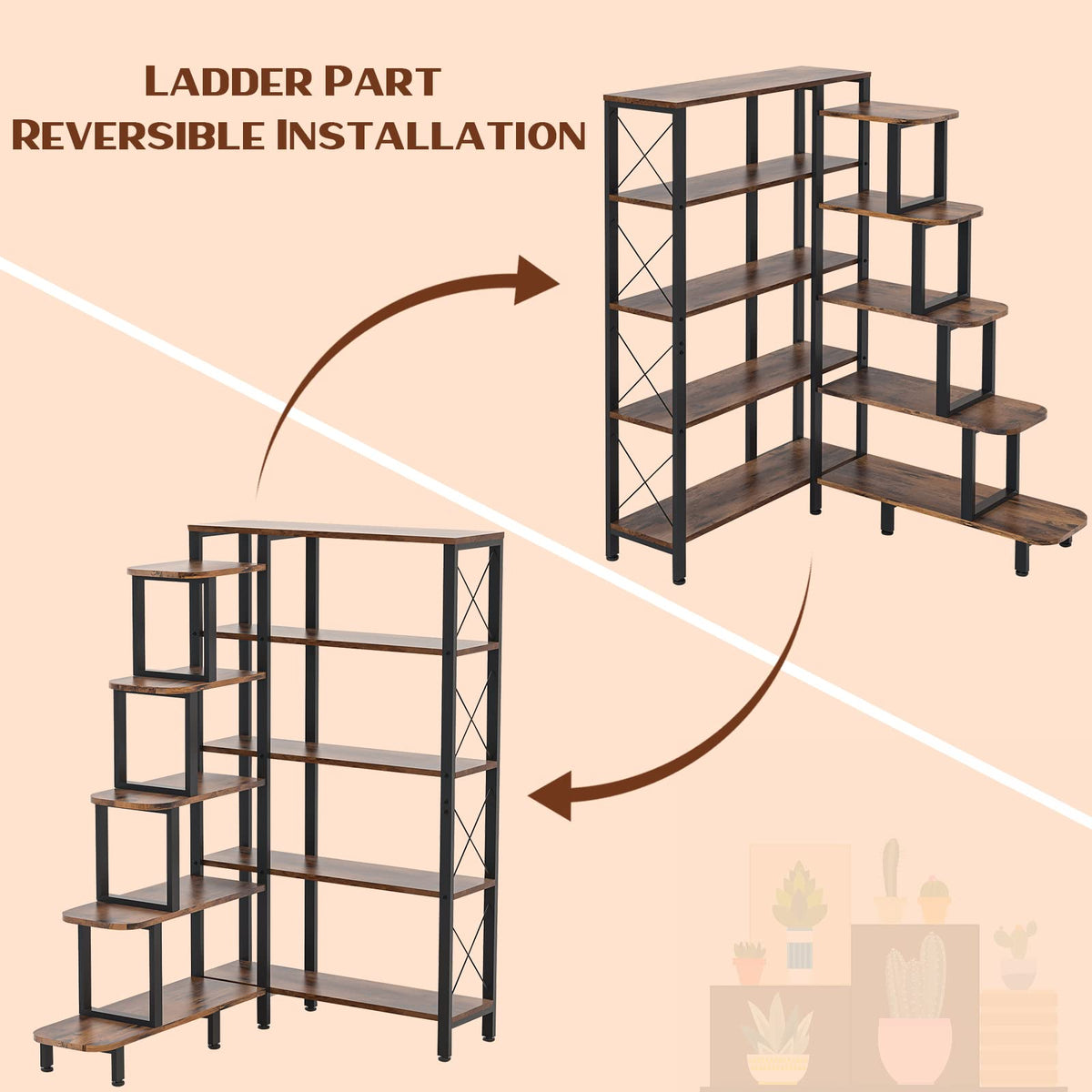 Large Reversible 5 Tier Corner Bookshelf F145983
