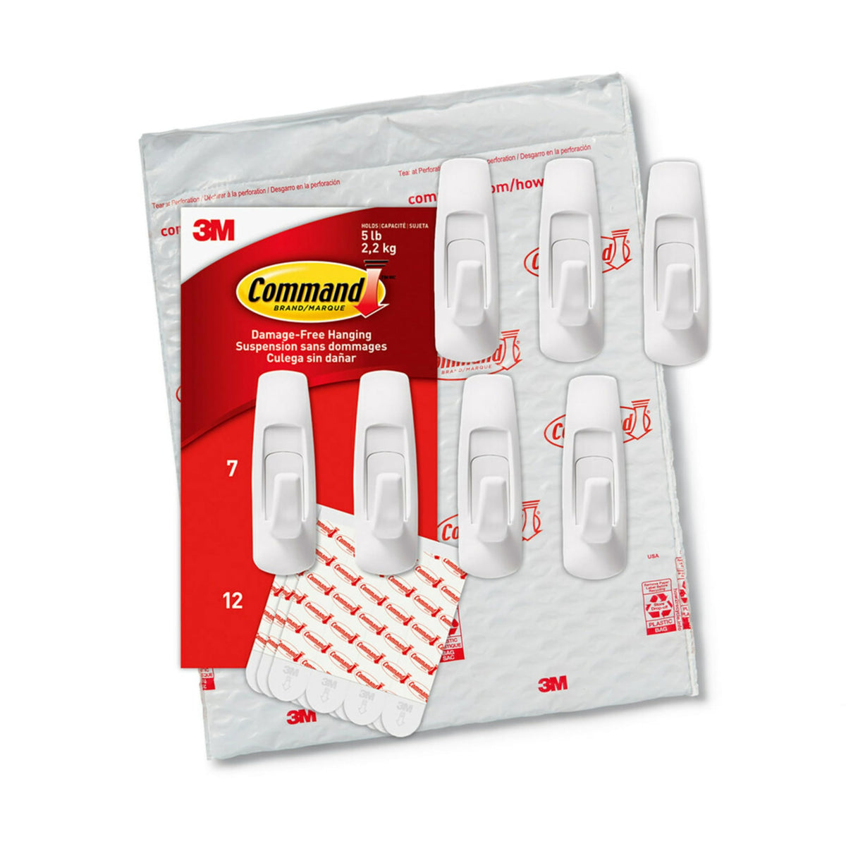 Large Utility Hooks, 7 Hooks, 12 Strips C4483