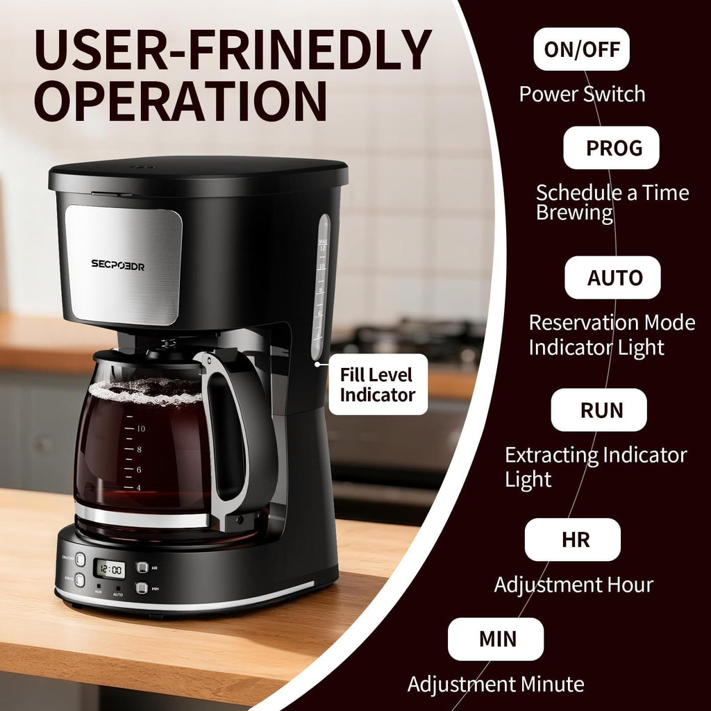 12 Cup Programmable Coffee Maker with Reusable Filter Q9794