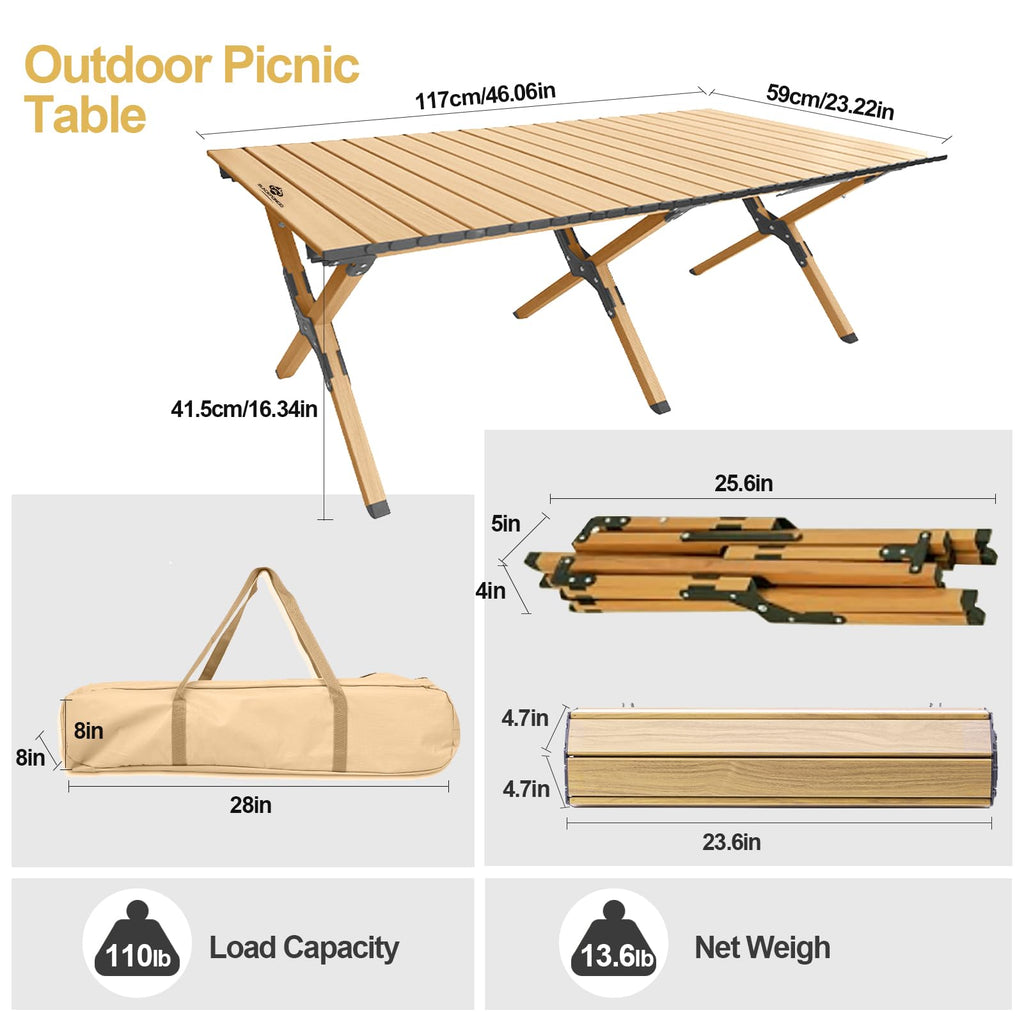 Folding Aluminum Camping Table with Carry Bag X89236