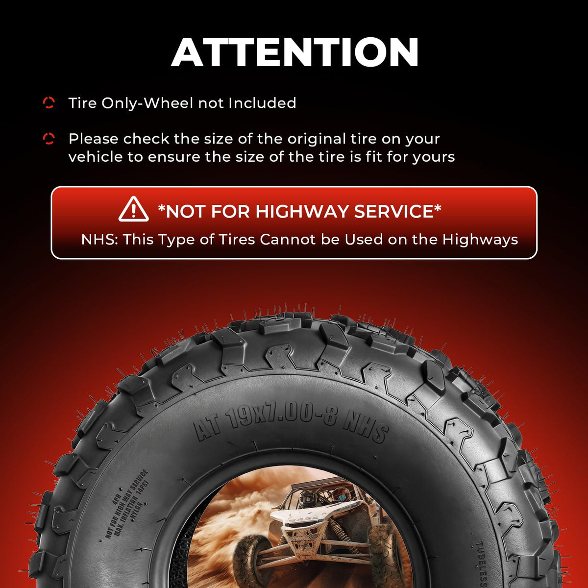 19x7-8 UTV ATV Tires Set of 4 W862073
