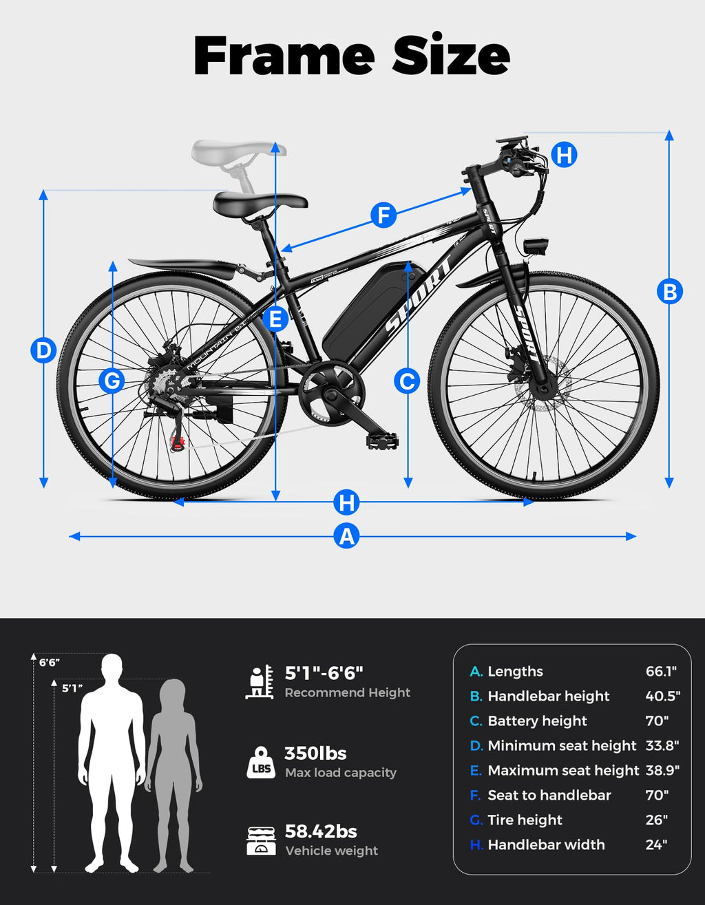 7-Speed 26" Tire Electric Bike M112