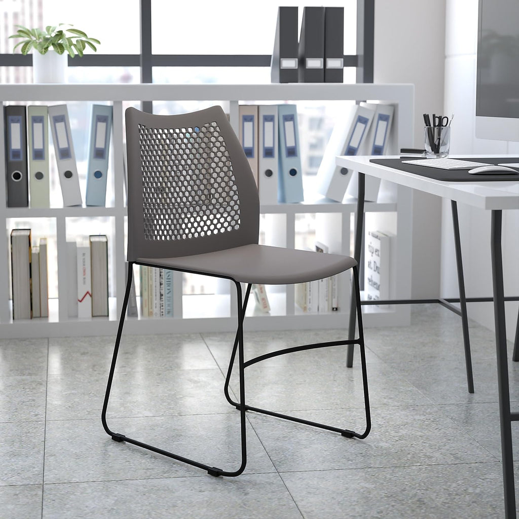 Gray Stack Chair with Air-Vent Back F143862