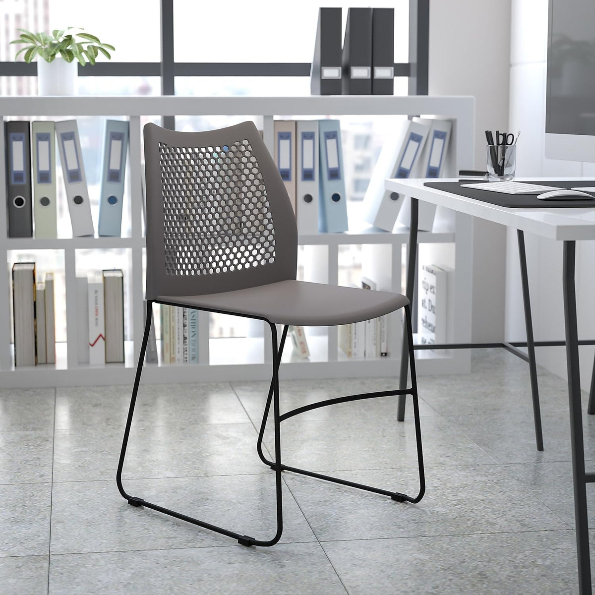 Gray Stack Chair with Air-Vent Back F143862