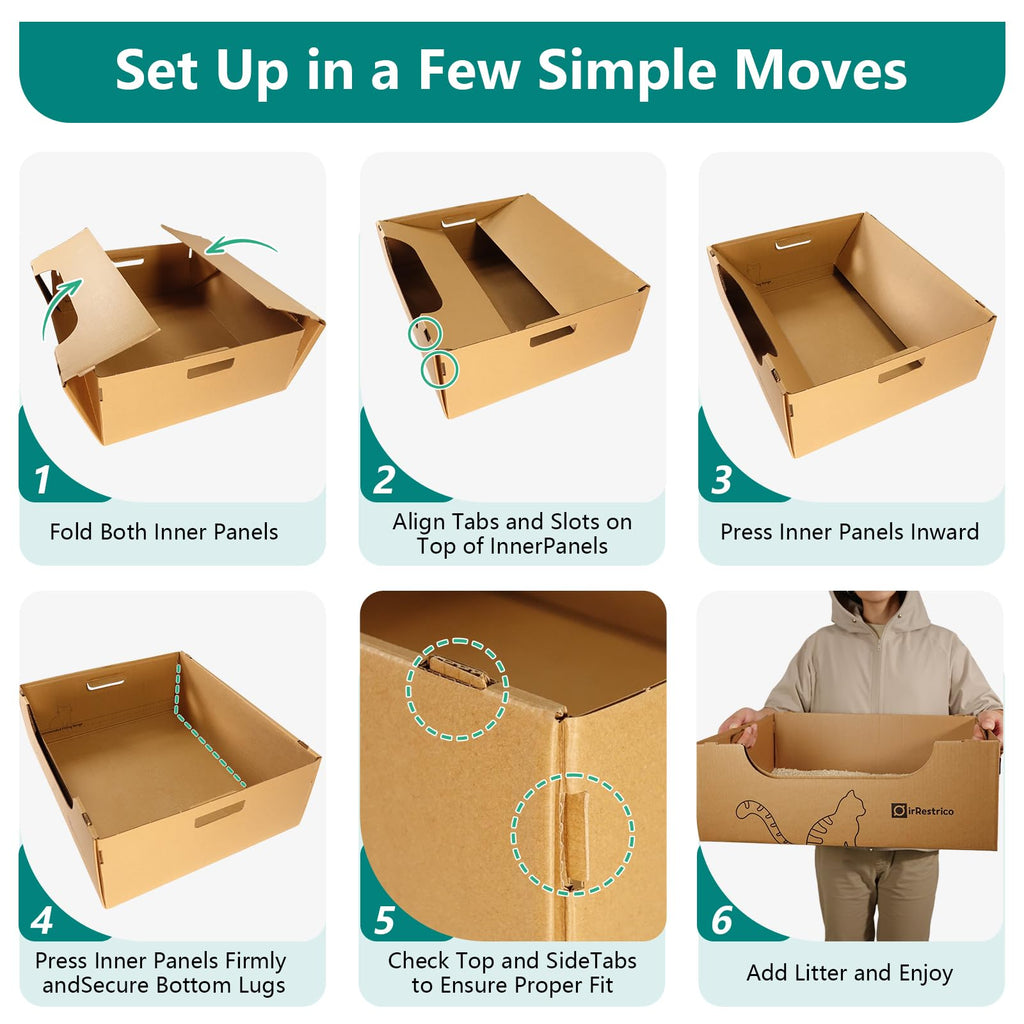 3-Pack Jumbo Disposable Cardboard Cat Litter Box O231627