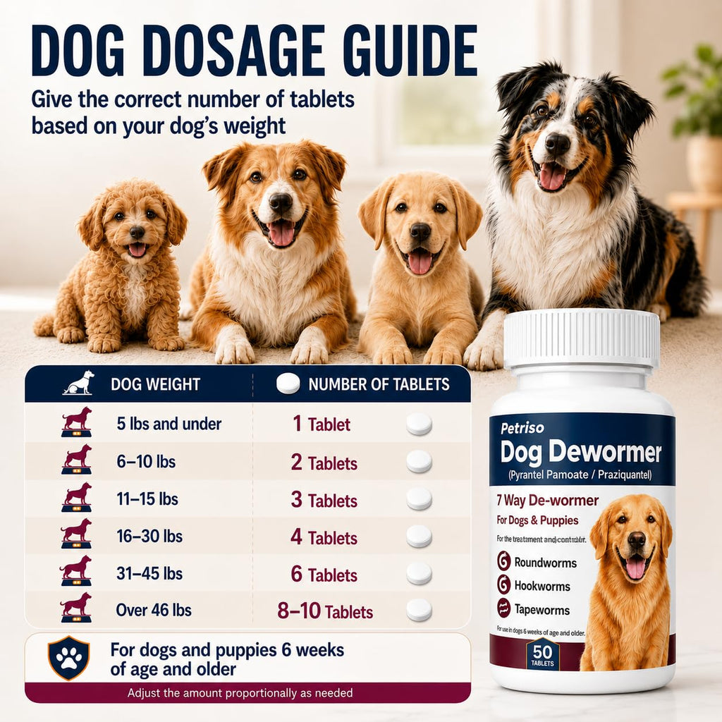 Dewormer for Dogs, 50 Tablets J7723