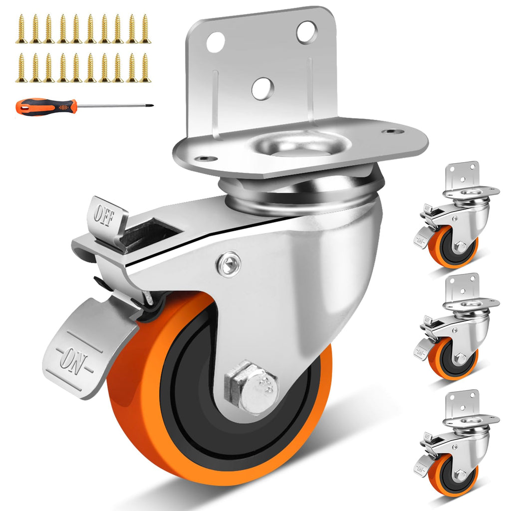 3 Inch Side Mount Casters Set of 4 with Brakes I23121