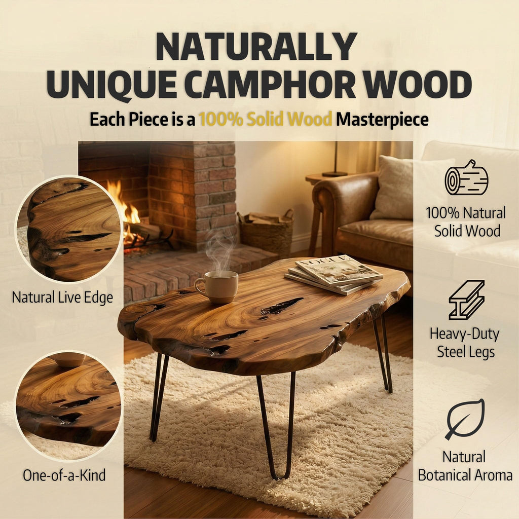 Live Edge Natural Wood Coffee Table V830302