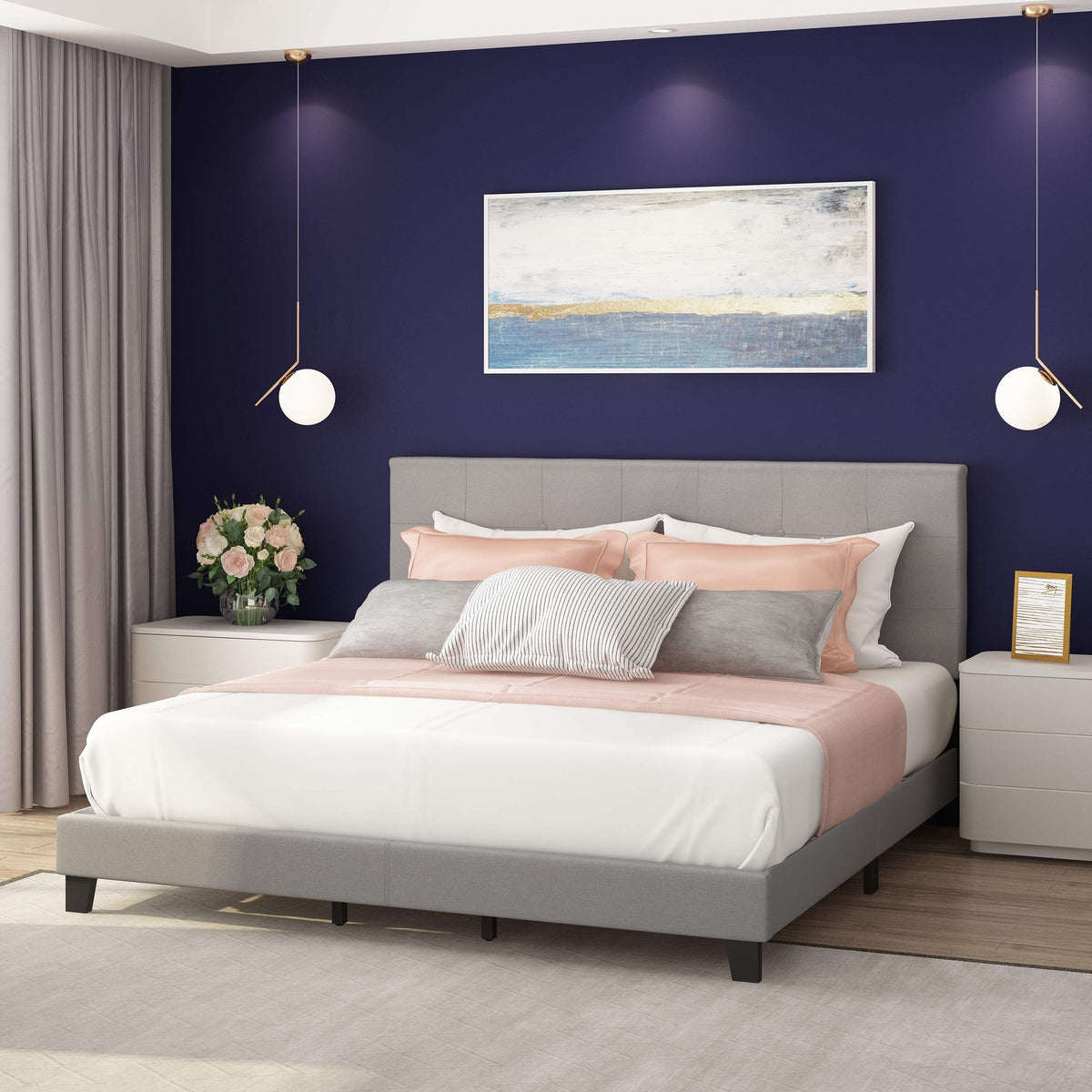 California King Upholstered Platform Bed Frame I474833