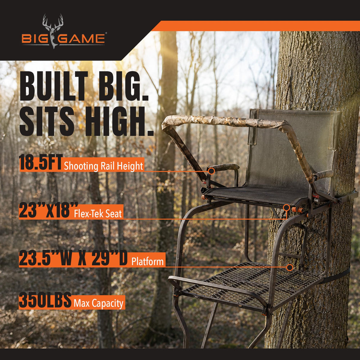Deer Hunting Ladder Tree Stand with Extra Wide Seat R753830