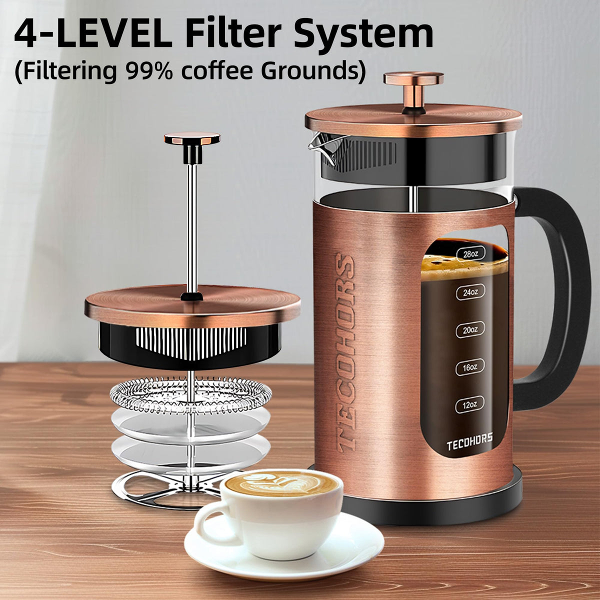 34oz Stainless Steel French Press Coffee Maker A950