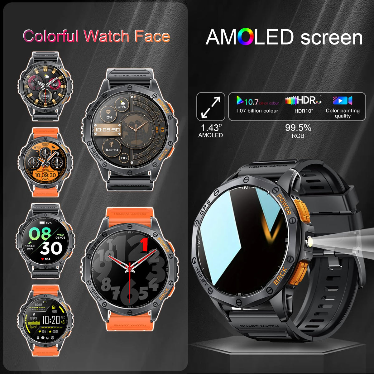 Military Smart Watch with GPS H491