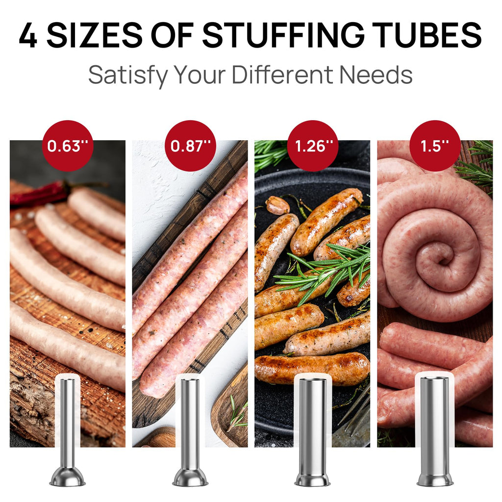 7L Stainless Steel Vertical Sausage Stuffer with 4 Stuffing Tubes V4734