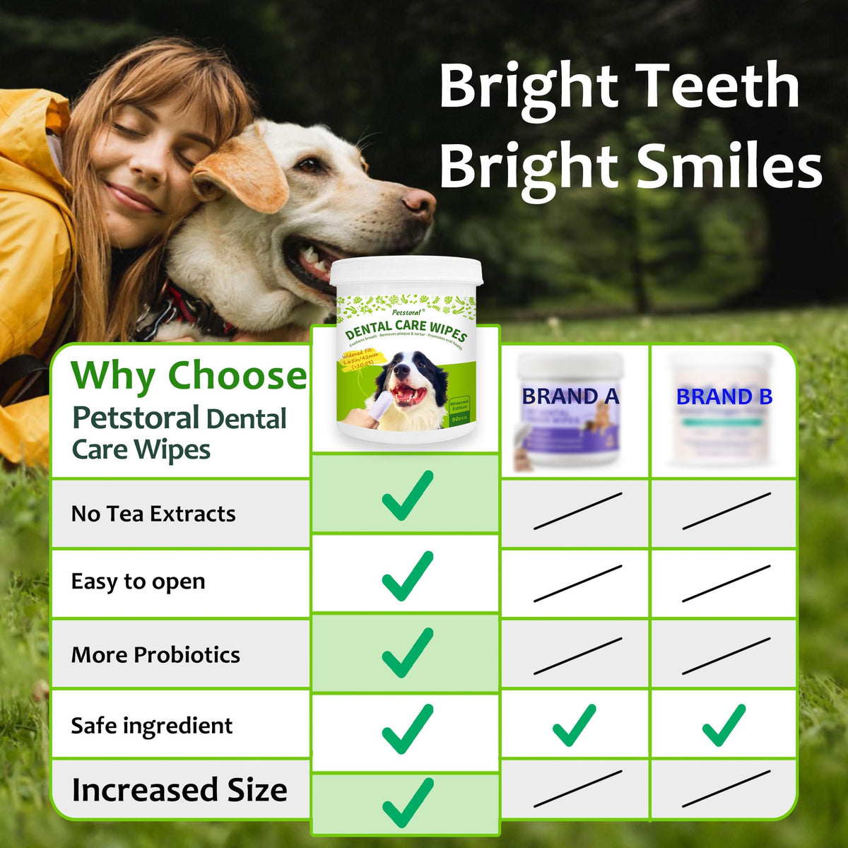 Dental Care Wipes for Dogs and Cats, 50 Count J598719