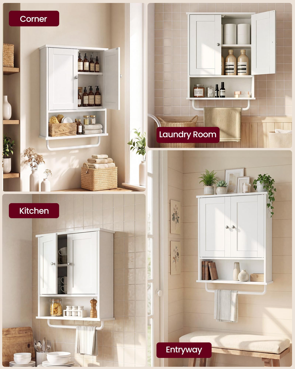 Wall Mounted Cabinet with 2 Doors and Adjustable Shelves A22983