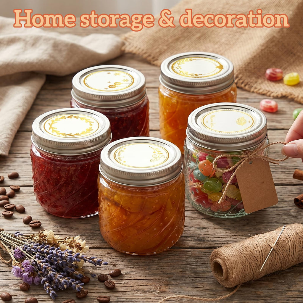 16oz Wide Mouth Mason Jars with Lids and Bands, 8 Pack G689