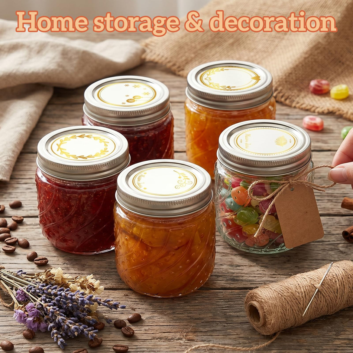 16oz Wide Mouth Mason Jars with Lids and Bands, 8 Pack G689