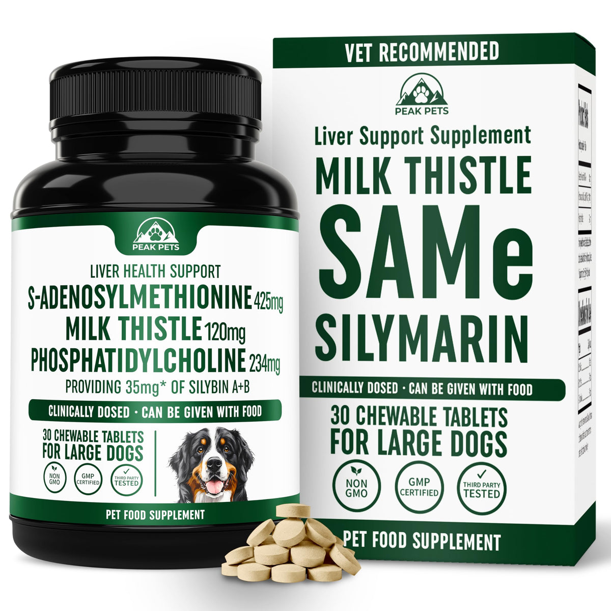 Liver Support Supplement for Large Dogs with Milk Thistle - 30 Chewable Tablets F129186