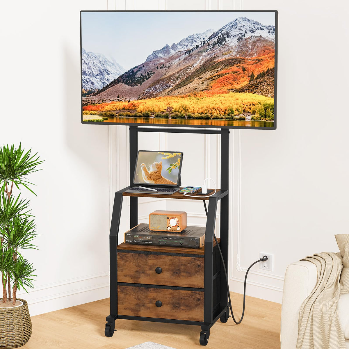 Rolling TV Stand for 32-55 Inch TVs S856