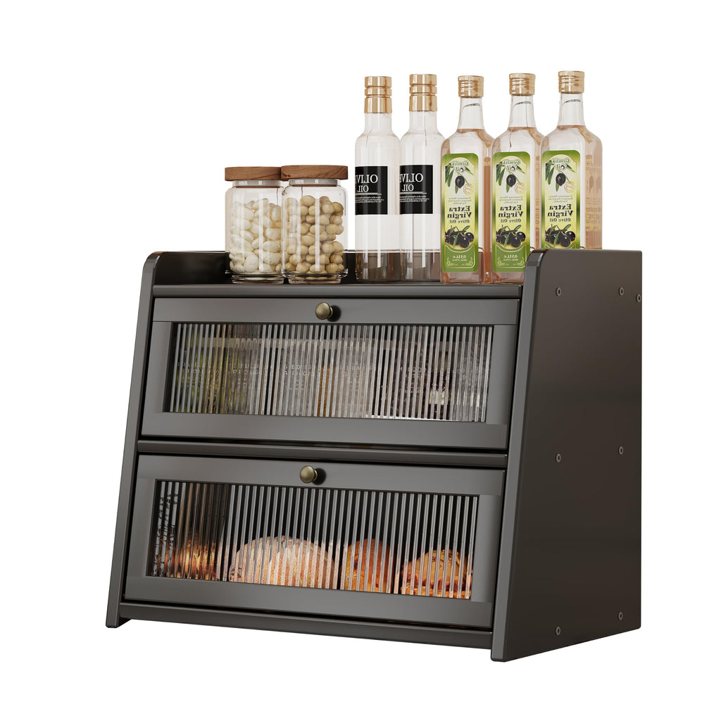 Large Bamboo Bread Box with Window L627