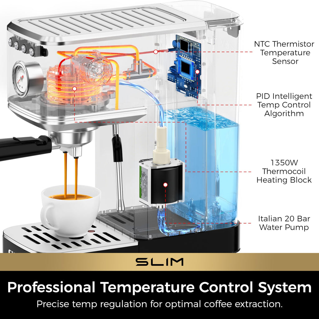 Slim Espresso Machine with Milk Frother O3546