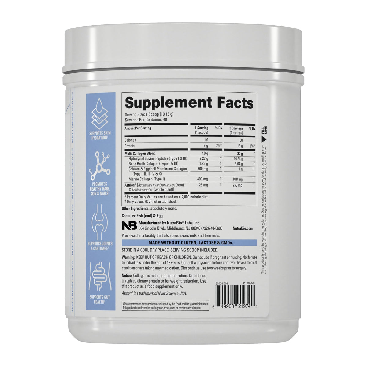 Hydrolyzed Grass-Fed Unflavored Collagen Powder 40 Servings U4001