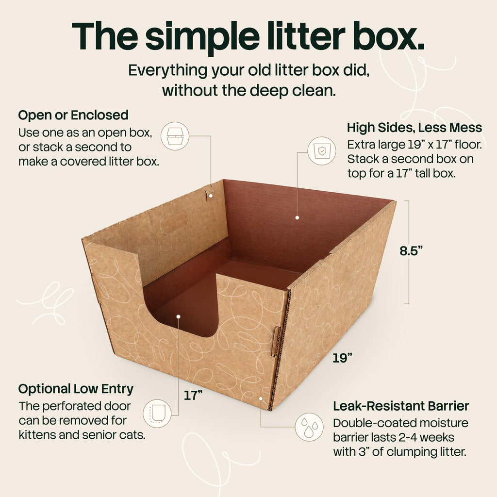 10 Pack Extra Large High Sided Leak Resistant Cardboard Cat Litter Boxes U253