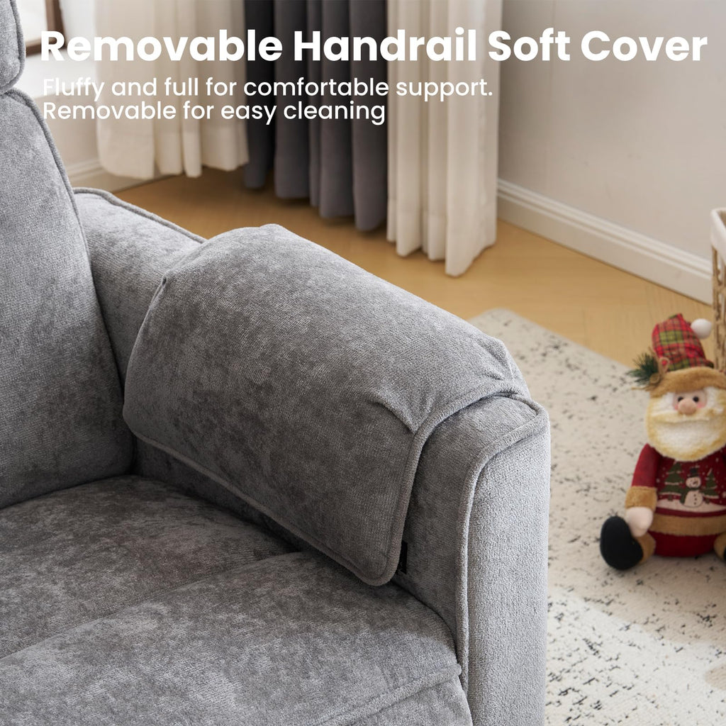 Oversized Swivel Rocking Recliner Chair with USB Ports, Grey R6667